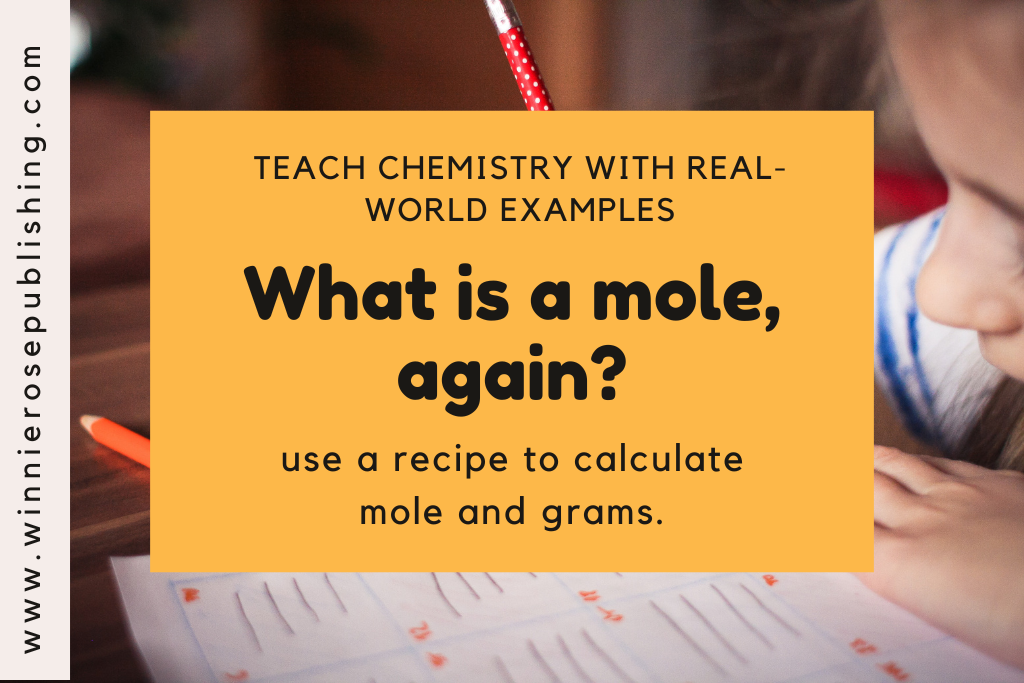 A child working on a moles and grams worksheet asking 'what is a mole?'