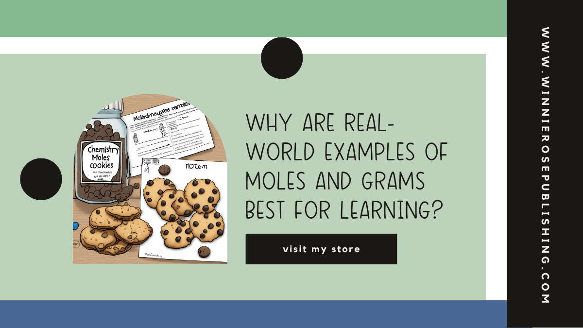 A display of oatmeal cookies next to the post title Why are real-world examples of moles and grams best for learning?